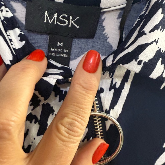 MSK Elegant Blue and White Patterned Dress - Picture 3 of 4